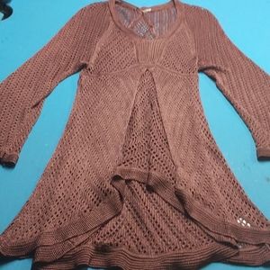 Copper Crochet Layered Free People Dress
